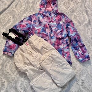 Ski Jacket and White Snow Pants Set girls size11-12 years
